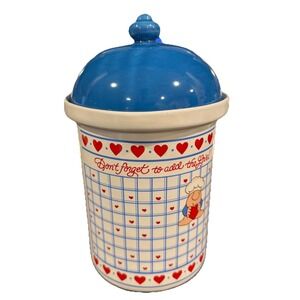 HTF 1985 ZIGGY Cookie Jar w Lid Don't Forget To Add The LOVE  Marsh Earthenware